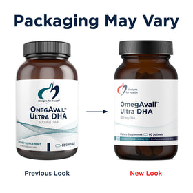 Designs for Health OmegAvail Ultra DHA 500mg DHA 100mg EPA side view