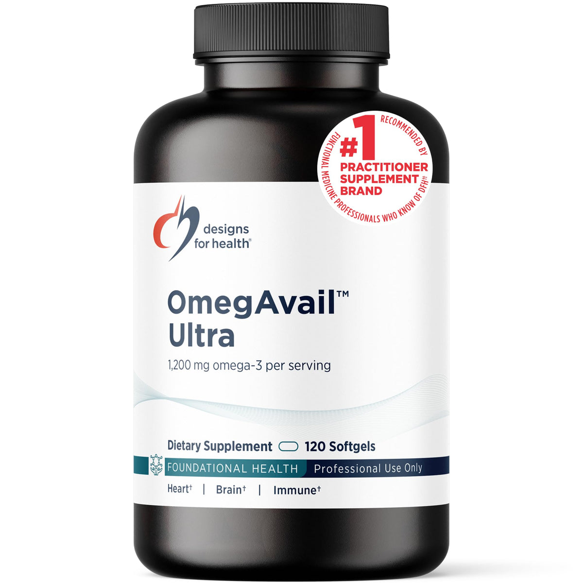 Designs for Health OmegAvail Ultra TG Huile de Poisson 120 gélules vue avant