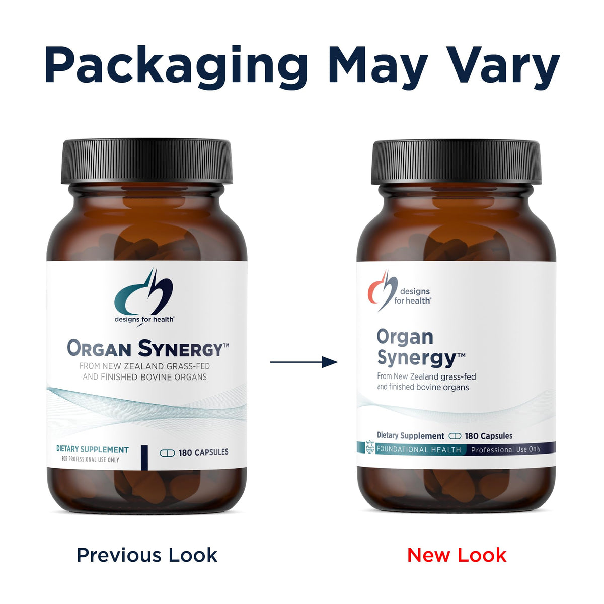 Designs for Health Organ Synergy capsules sur fond blanc