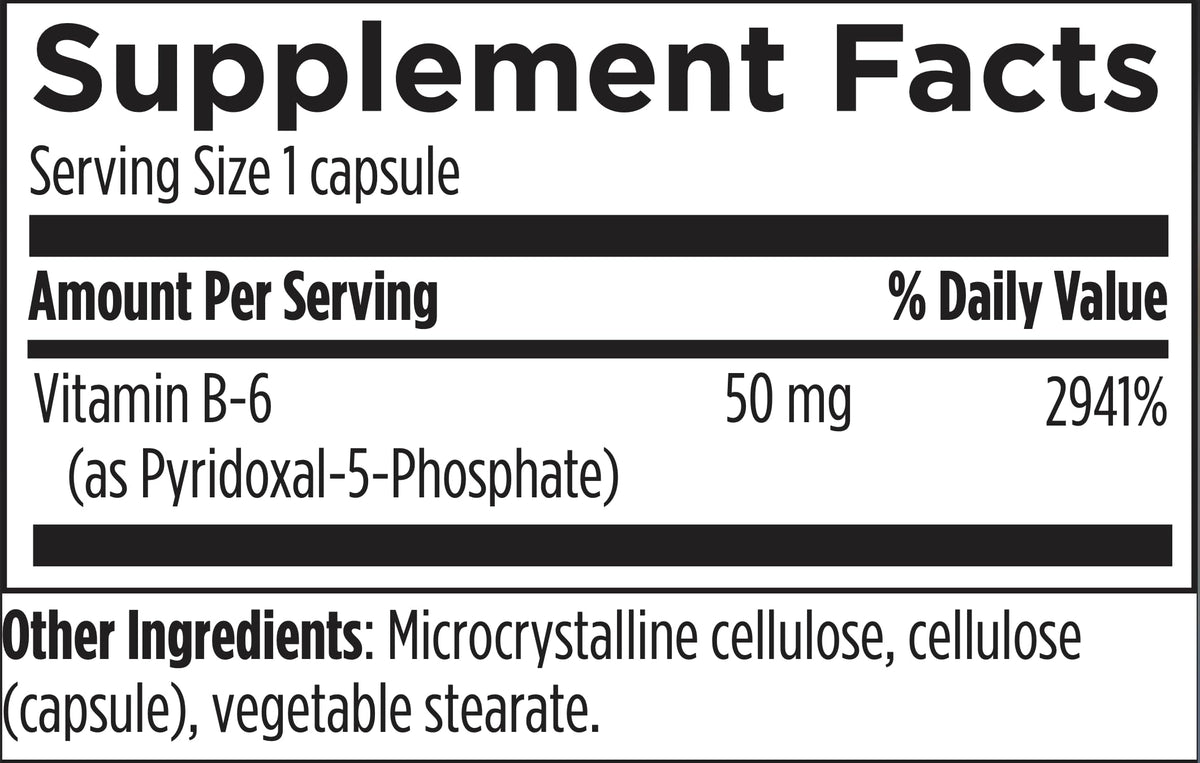 Designs for Health P-5-P 50mg complément alimentaire B6 dos de l'emballage