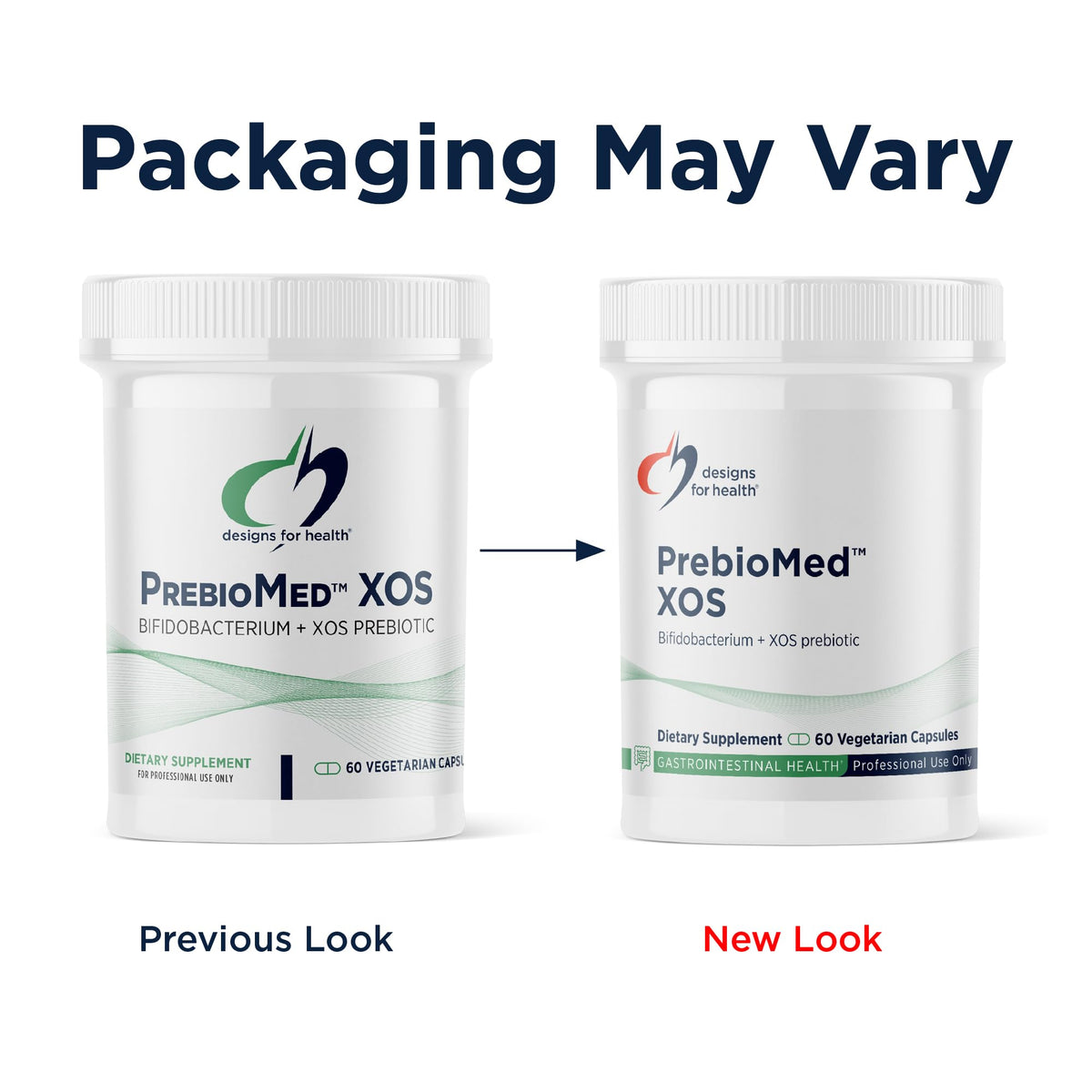 Designs for Health PrebioMed XOS capsules on a table