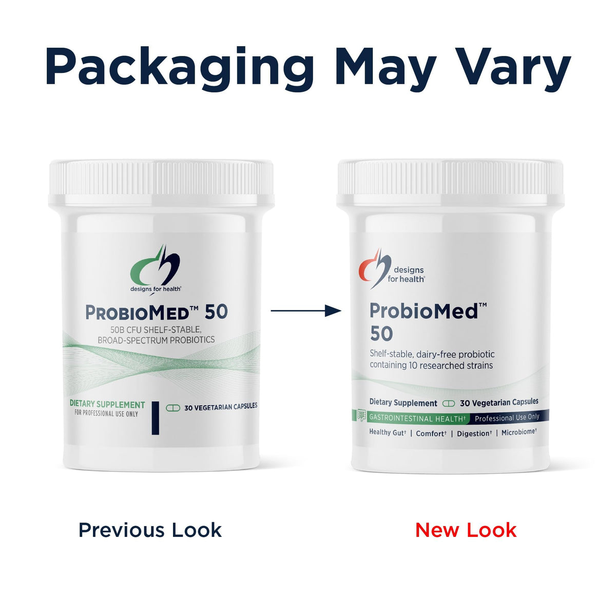 Designs for Health ProbioMed 50 capsules ouvertes montrant le contenu