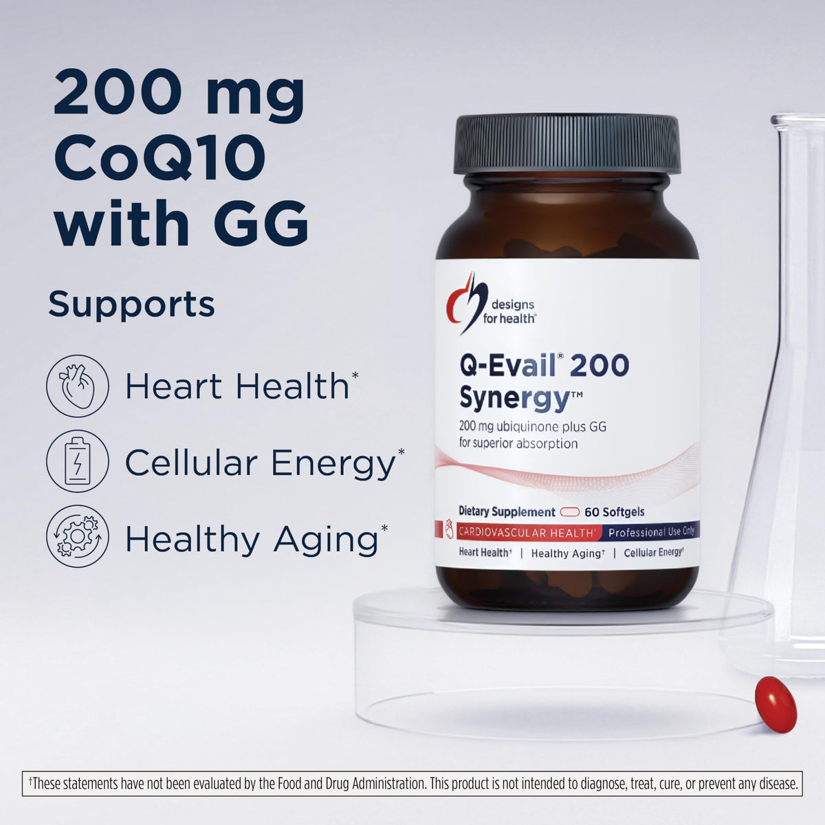 Designs for Health Q-Evail 200 Synergy 200 mg CoQ10 gélules
