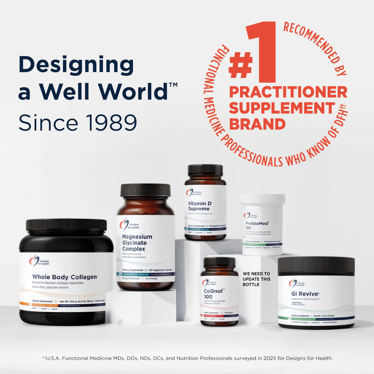 Designs for Health Q-Evail 200 Synergy 200 mg CoQ10 gélules sur une table