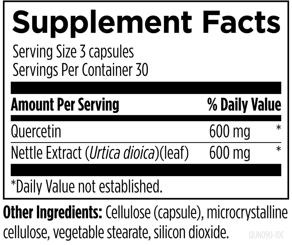 Designs for Health Quercetine + Ortie ingredients list