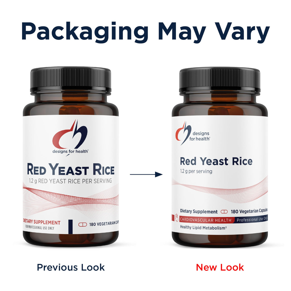 Designs for Health Riz de Levure Rouge 1200 mg étiquette