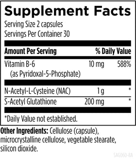 Designs for Health S-Acetyl Glutathione Synergy 200mg 60 Capsules side view