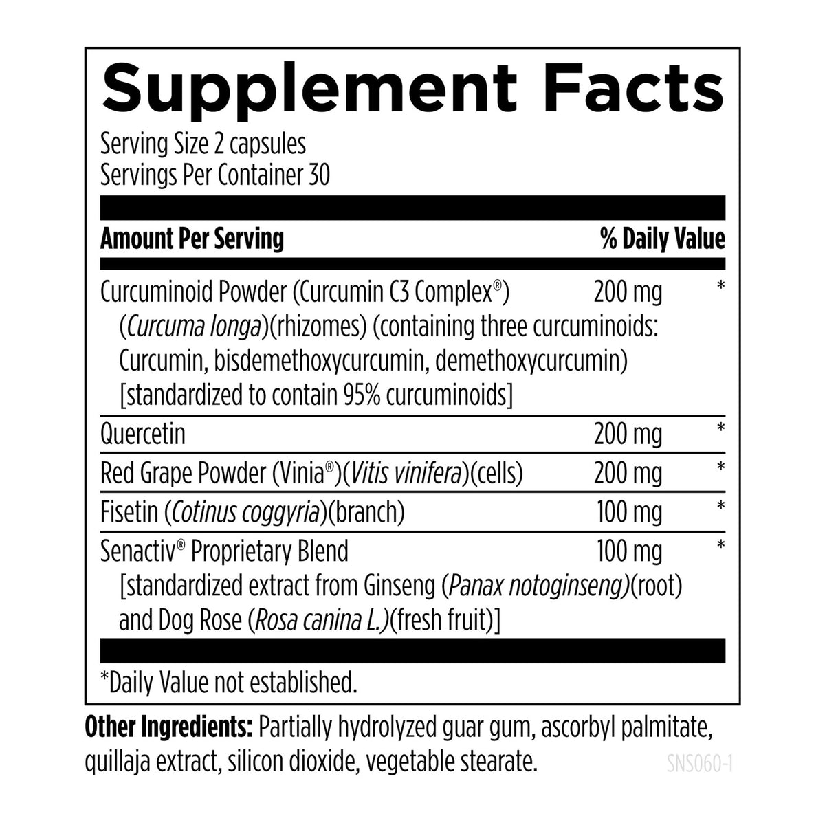 Designs for Health Senolytic Synergy 60 Capsules vue de dessus