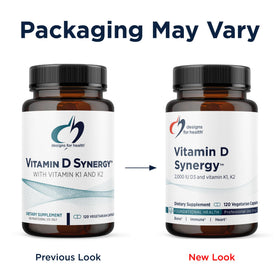 Designs for Health Synergie Vitamine D 120 capsules sur fond blanc