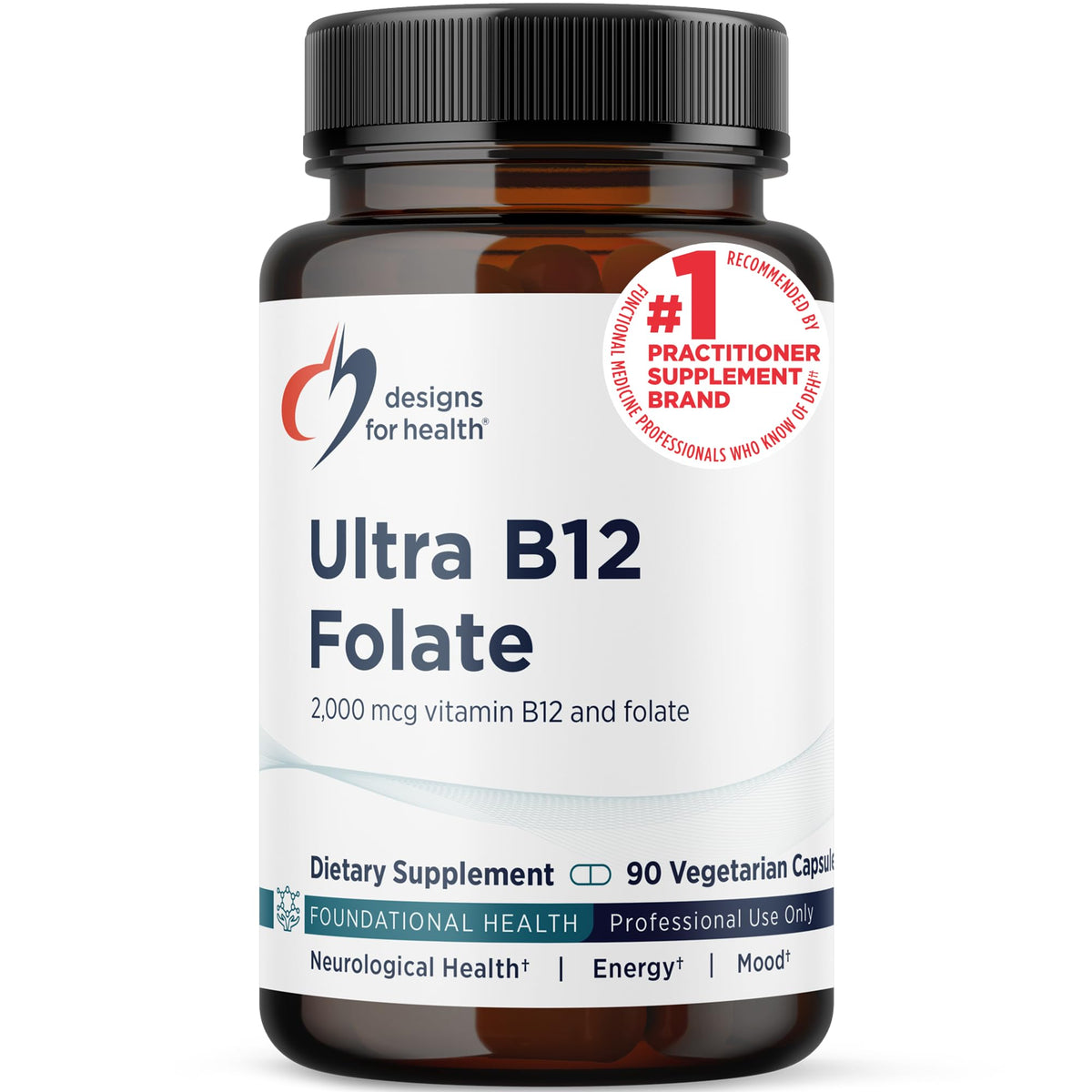 Designs for Health Ultra B12-Folate 90 Capsules front view