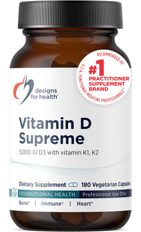 Designs for Health Vitamine D 5000 IU capsules front view
