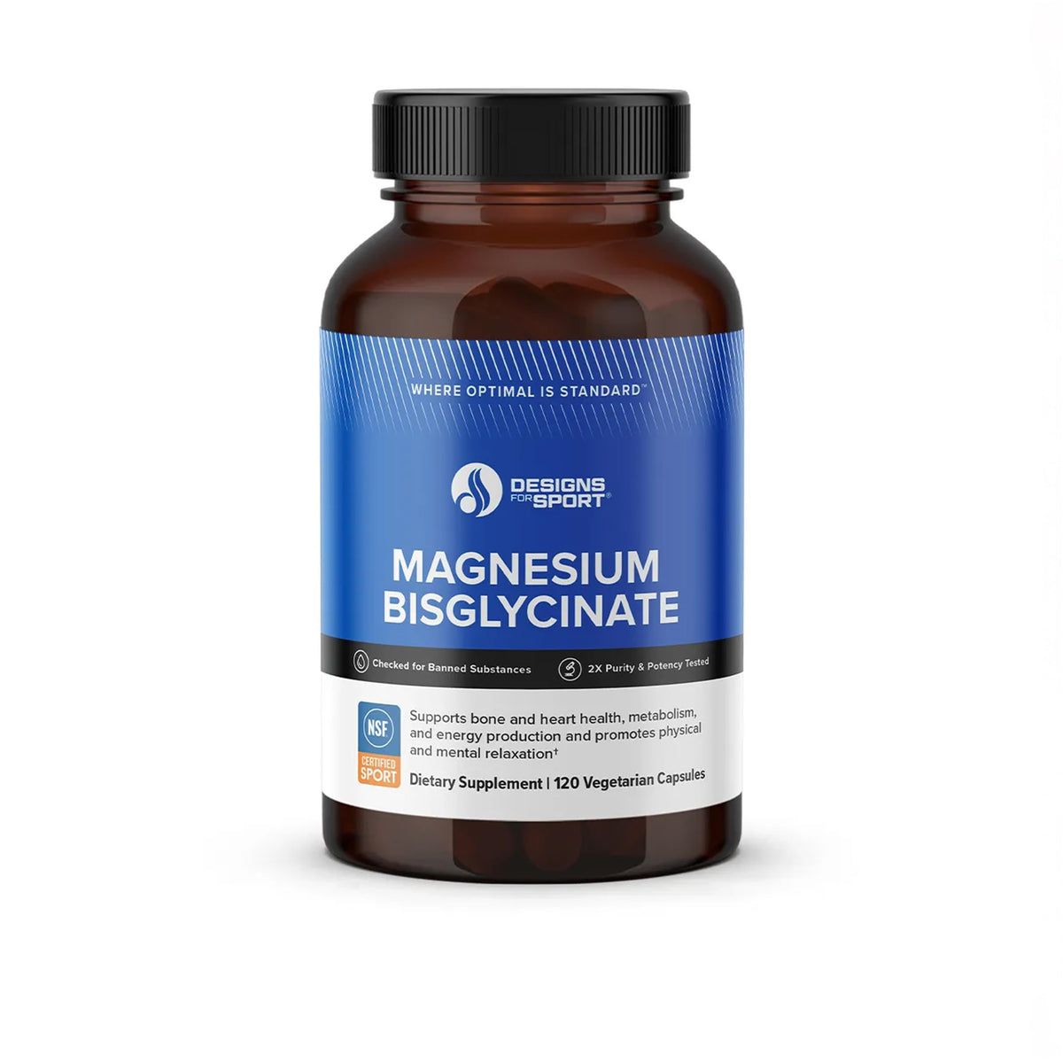 Designs for Sport Magnésium Glycinate 150 mg 120 capsules vue de face