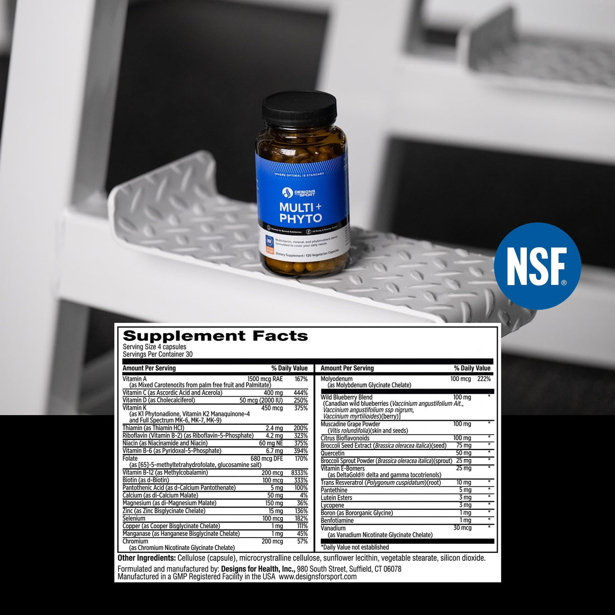 Designs for Sport Multi Plus Phyto 120 capsules avec étiquette