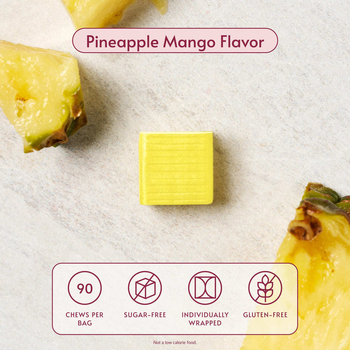 Détail d'un Chewy Bite Calcium Citrate au goût Ananas Mangue