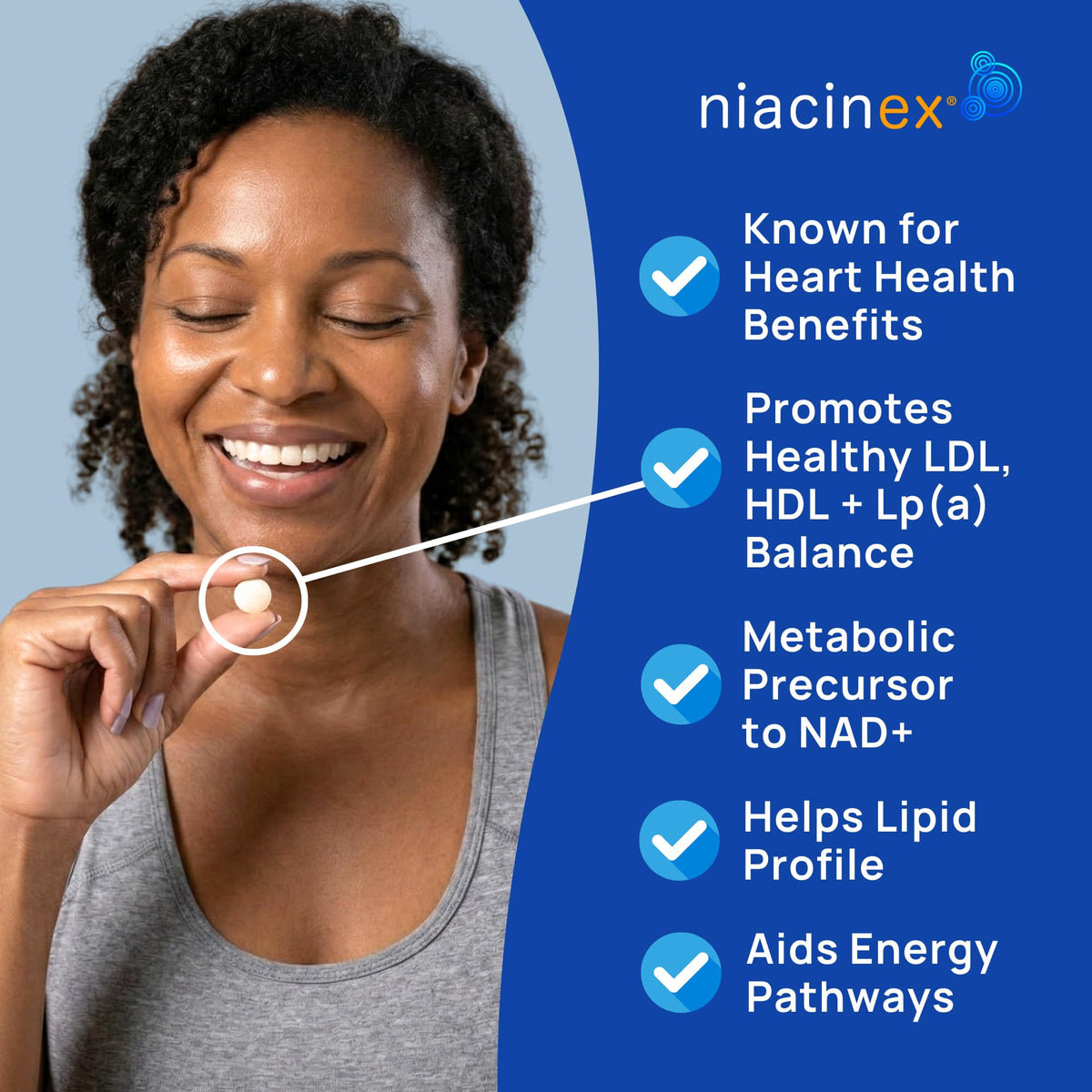 Détail d'un comprimé Niacinex Niacine 500mg