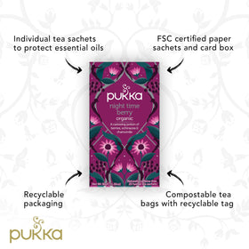 Détail d'un sachet de Pukka Thé Nuit Fruits Rouges