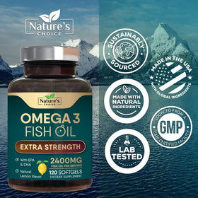 Détail d'une gélule d'huile de poisson Omega 3 Nature's Choice