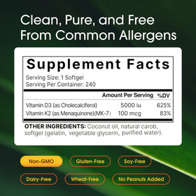 Détail de gélules molles NatureBell Vitamine D3 et K2