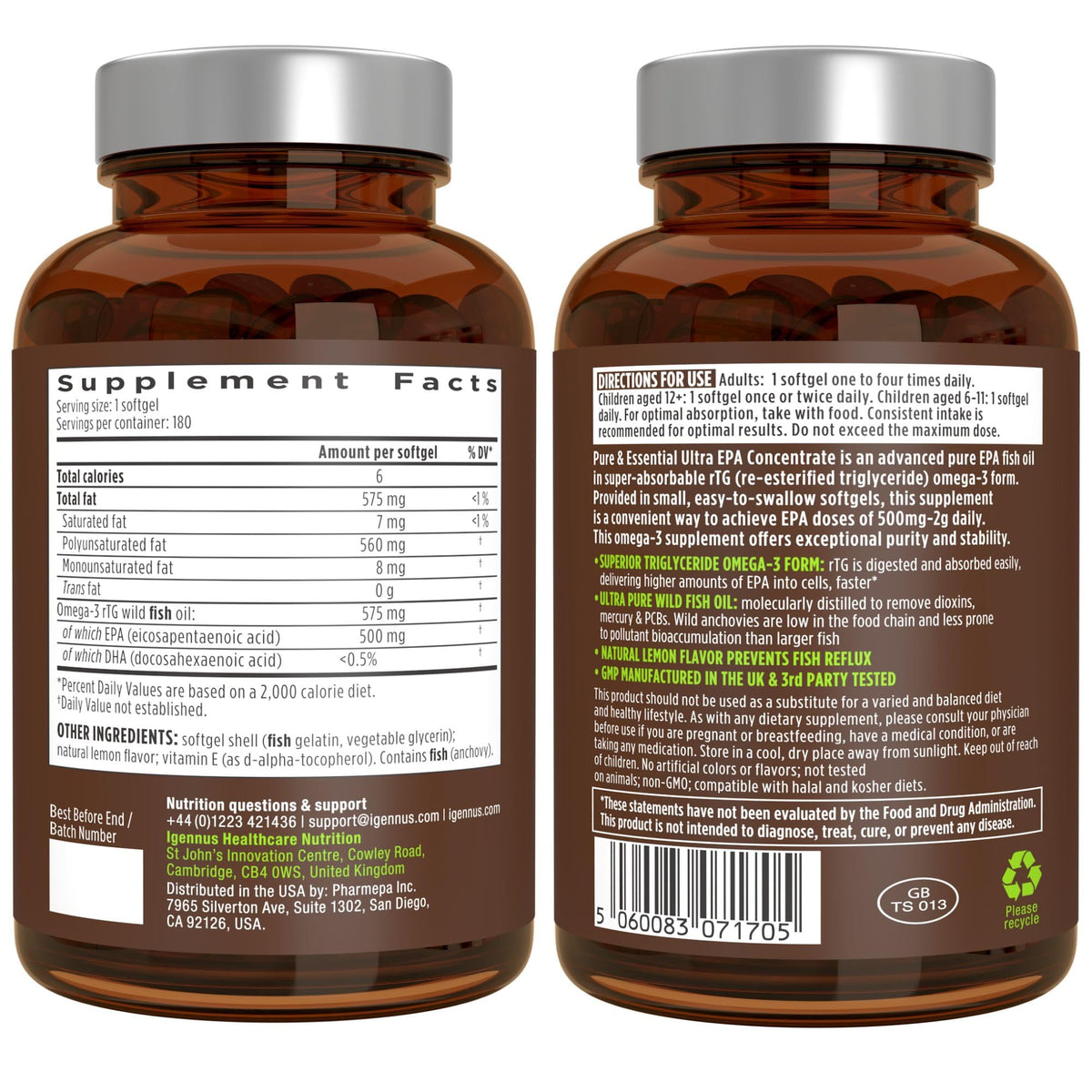 Détail de l'emballage d'Igennus Ultra EPA Omega 3