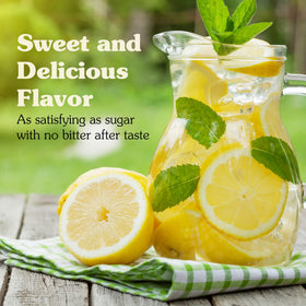 Détail de l'emballage de la poudre de stevia blanche Nunaturals