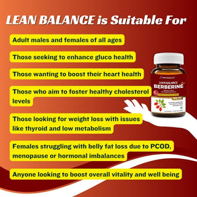 Détail de l'étiquette de a balanced routine Lean Balance 1000mg Berberine Plus