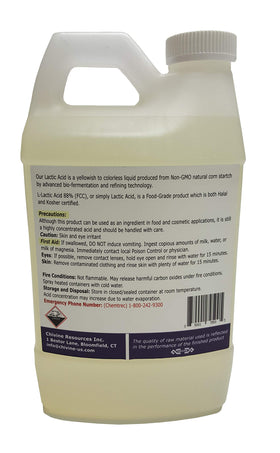 Détail de l'étiquette de l'Acide Lactique CHIVINE 2771g