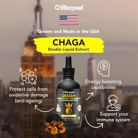 Détail de l'étiquette de l'extrait de champignon Chaga Life Cykel