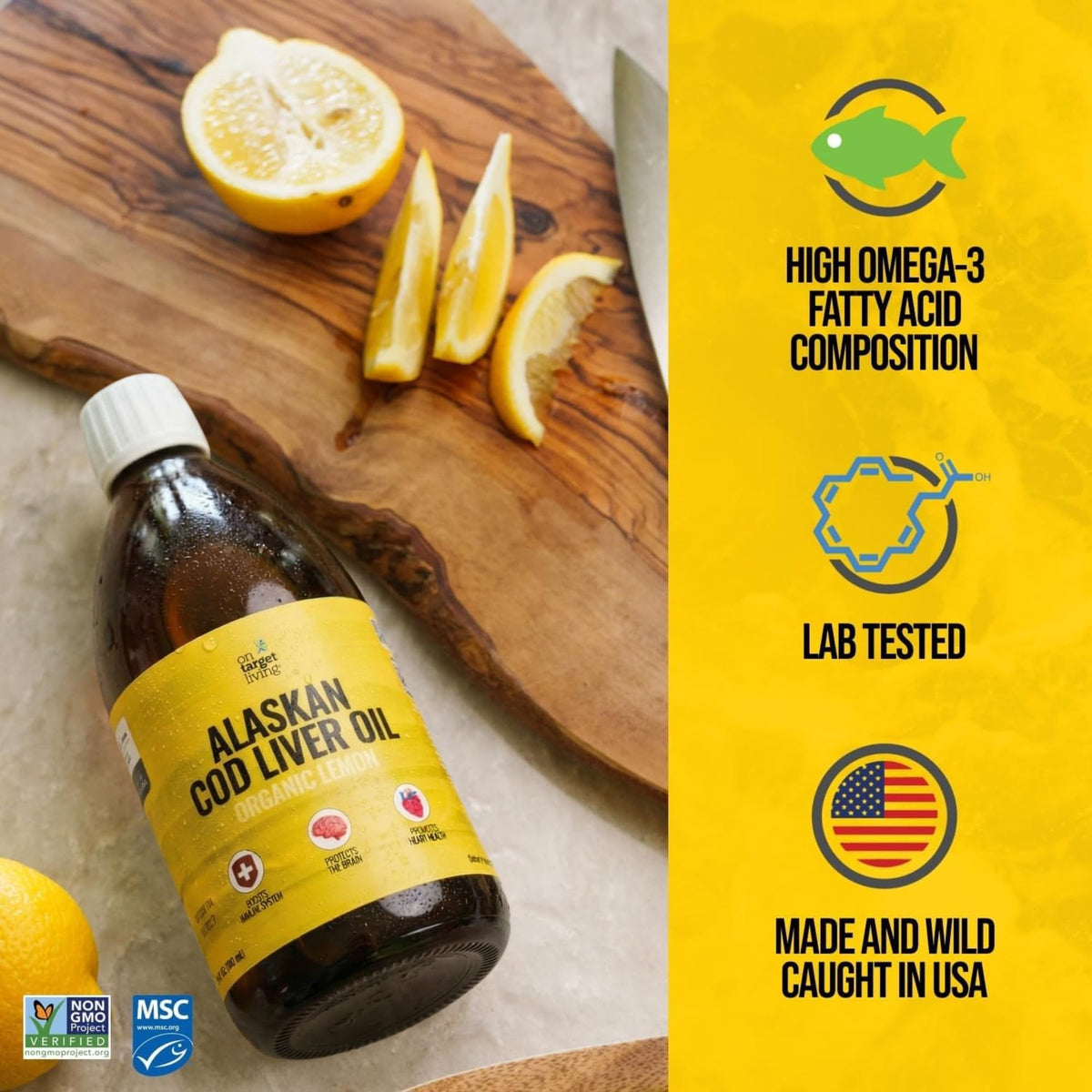Détail de l'étiquette de l'Huile de Foie de Morue d'Alaska