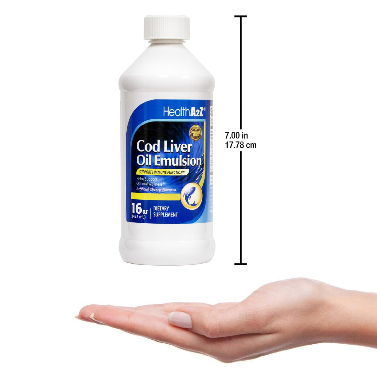 Détail de l'étiquette de l'huile de foie de morue HealthA2Z