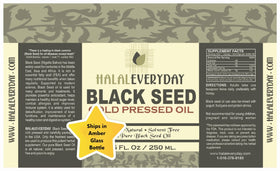 Détail de l'étiquette de l'huile de nigelle HalalEveryDay