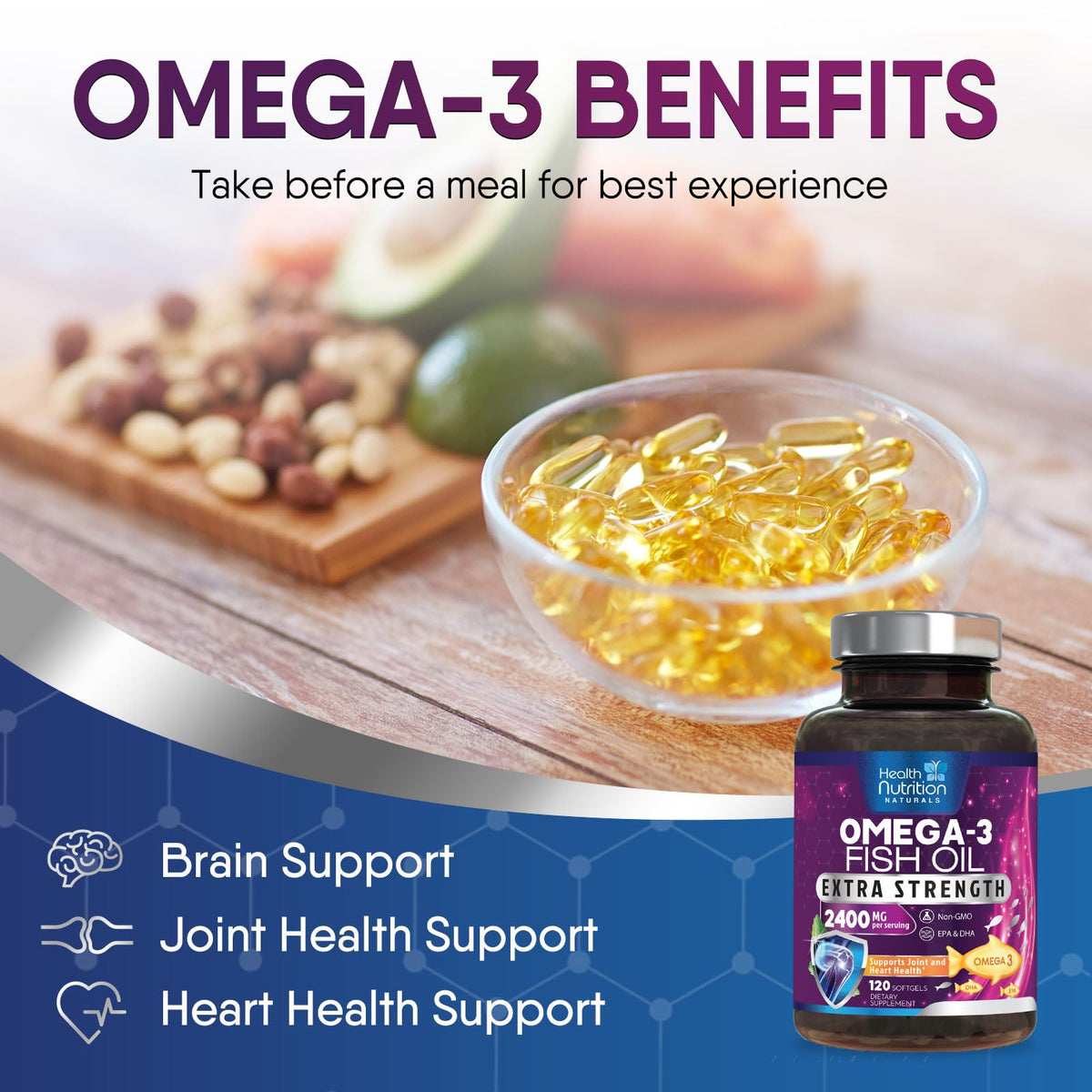 Détail de l'étiquette de l'huile de poisson Omega 3