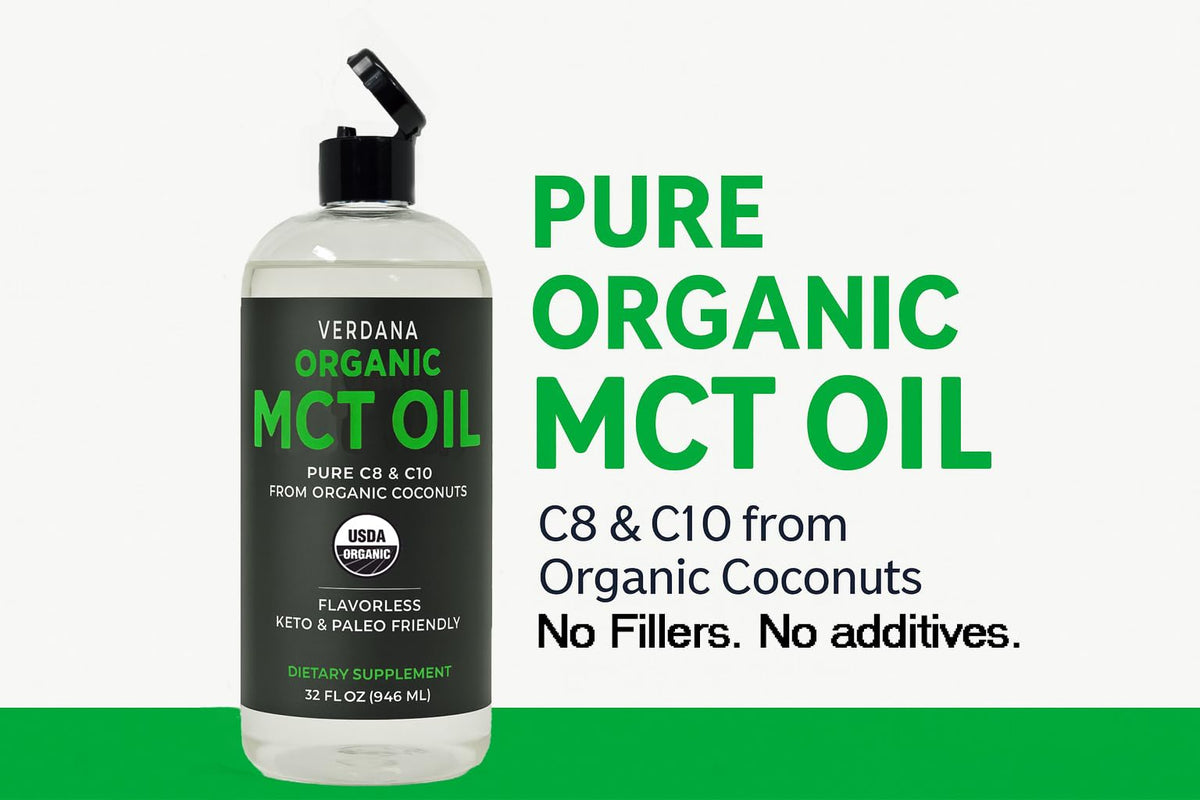 Détail de l'étiquette de l'huile MCT Bio Verdana