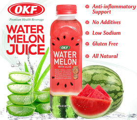 Détail de l'étiquette de la Boisson OKF à la Pastèque et Aloe Vera