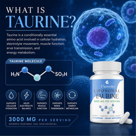 Détail de l'étiquette de la bouteille de taurine Clenoriko