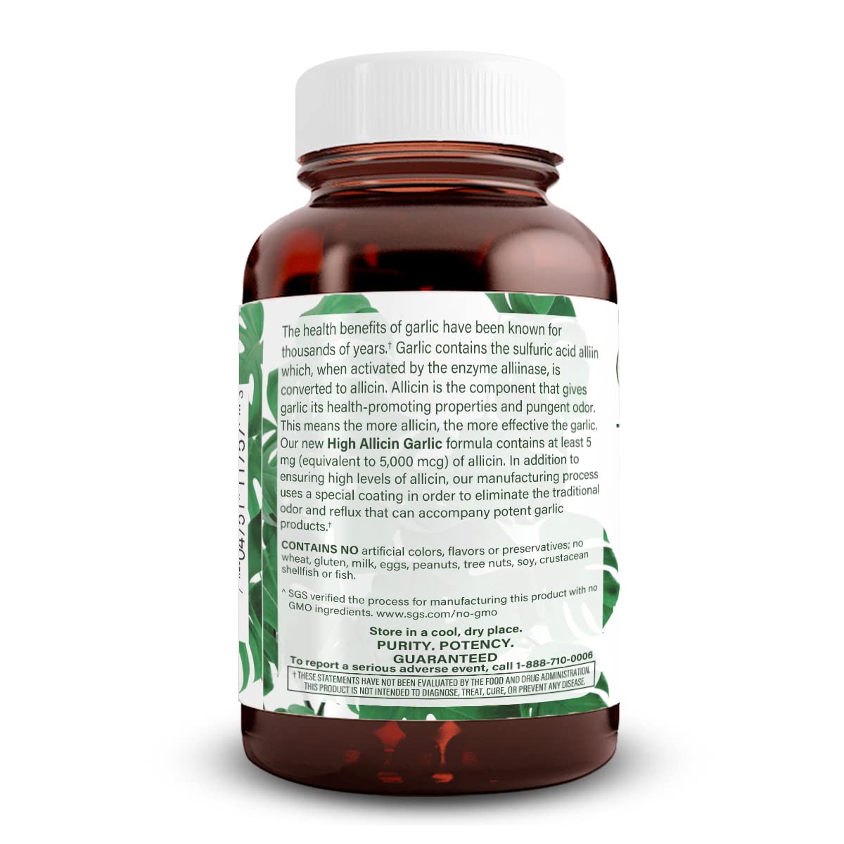 Détail de l'étiquette de la bouteille Natural Nutra Ail Allicine