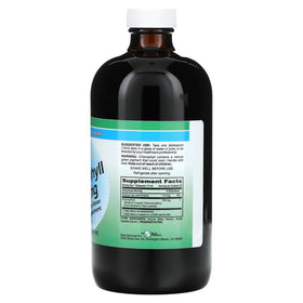 Détail de l'étiquette de la chlorophylle liquide World Organic