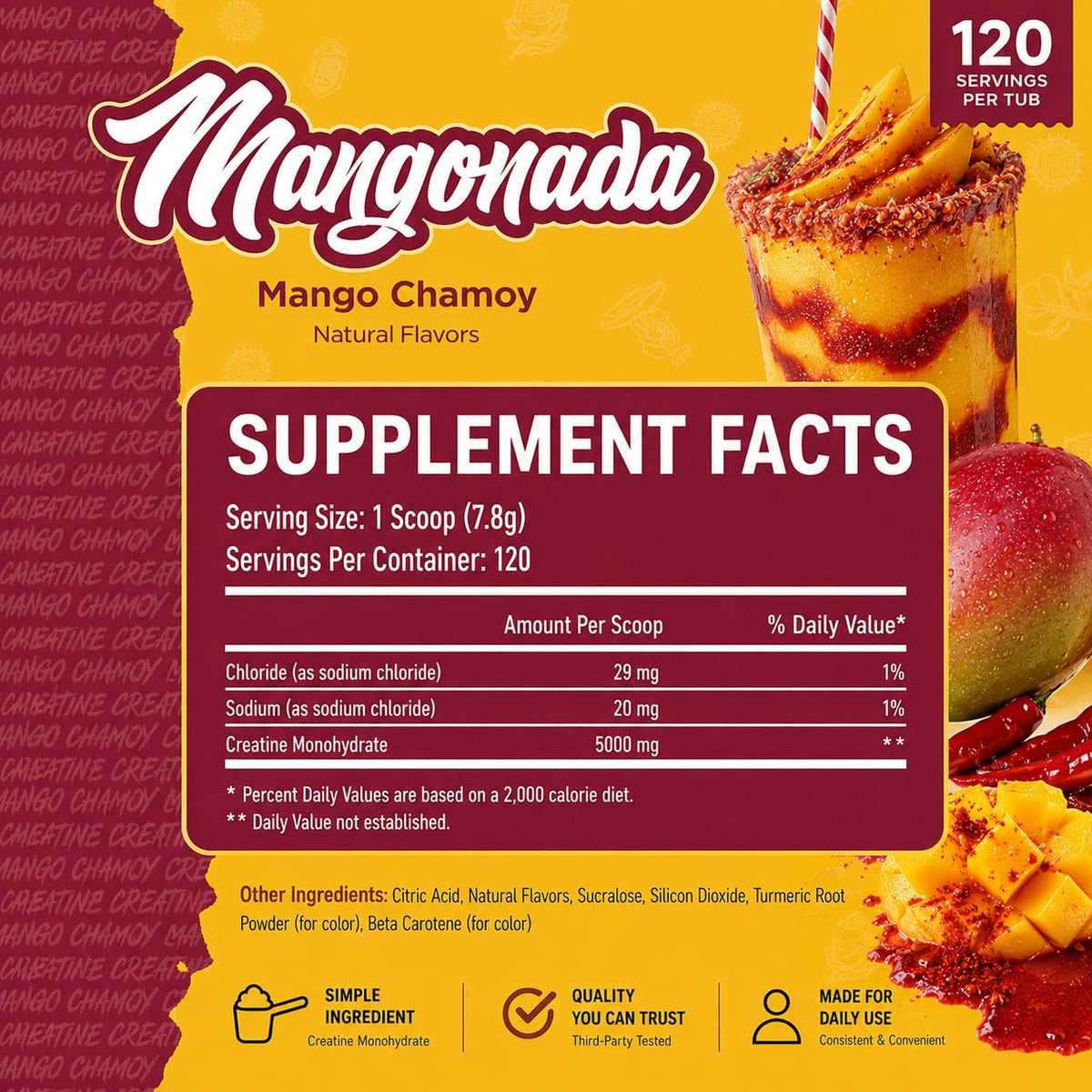 Détail de l'étiquette de la créatine monohydrate Primeval Labs 1080g