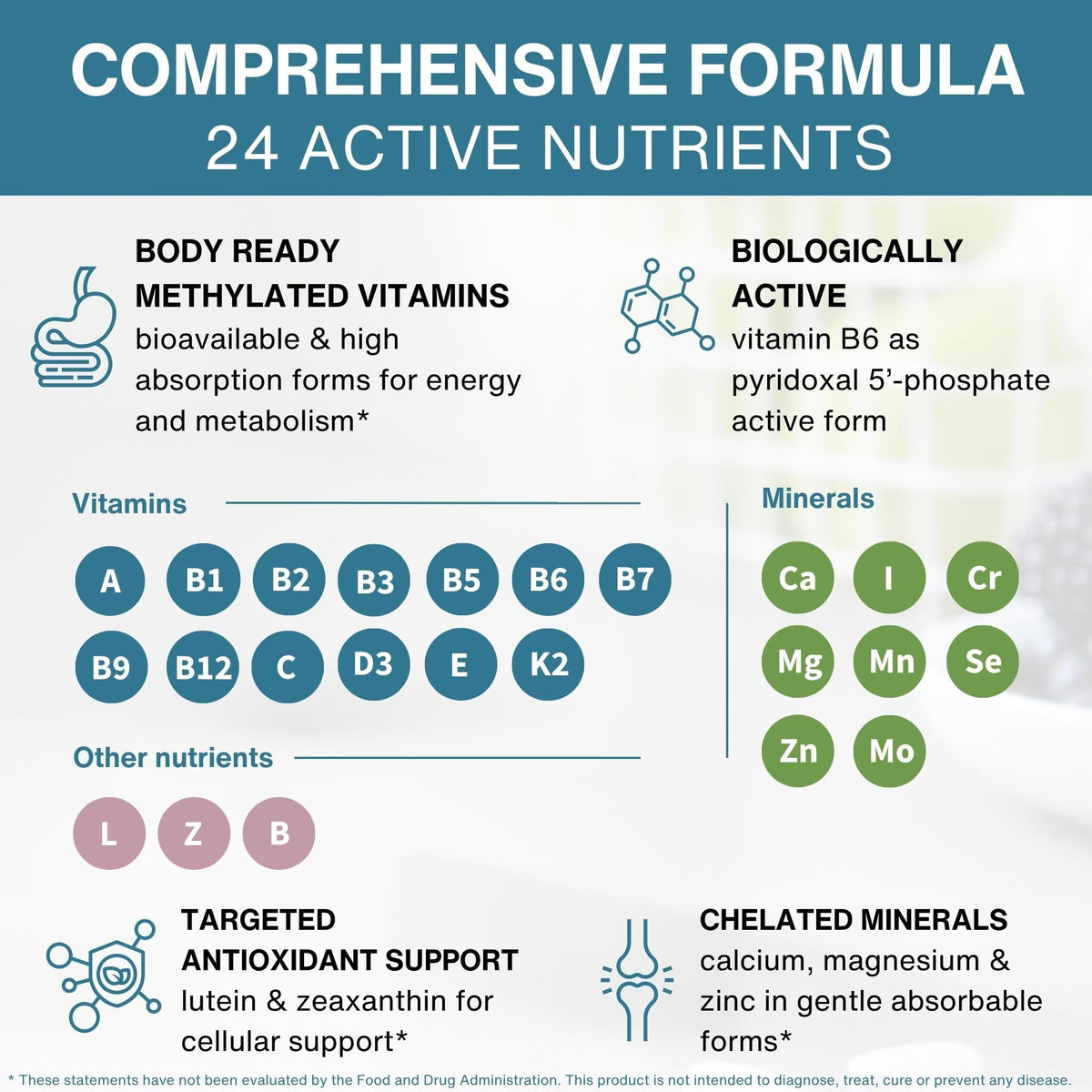 Détail de l'étiquette de la multivitamine Igennus pour femmes 50+