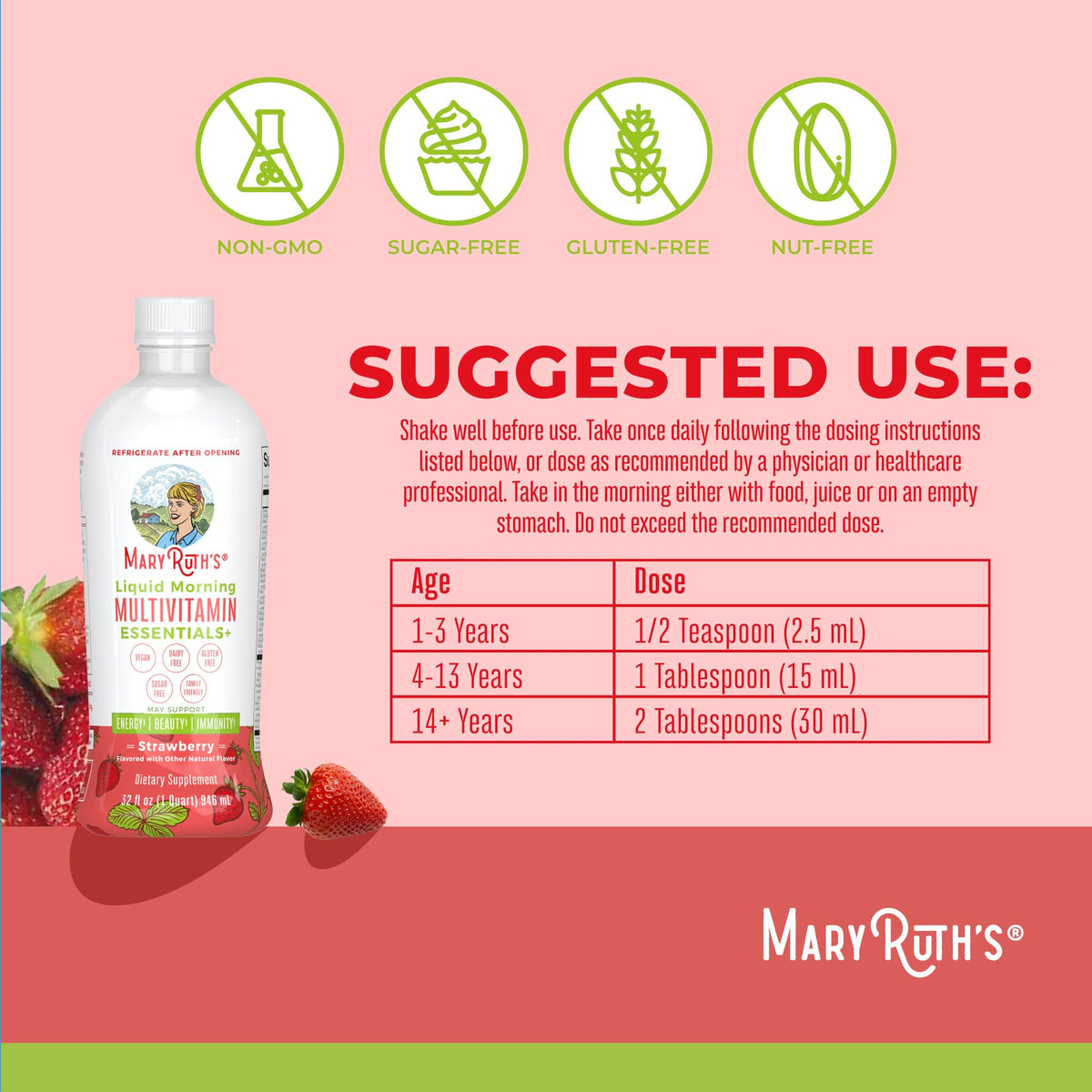Détail de l'étiquette de MARYRUTH'S Multivitamine Liquide Matinal