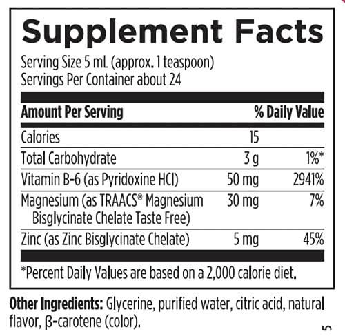 Détail de l'étiquette de Vitamine B6 liquide Designs for Health