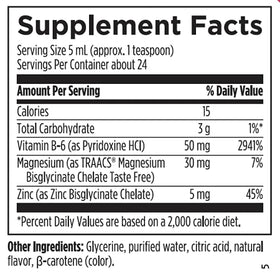 Détail de l'étiquette de Vitamine B6 liquide Designs for Health