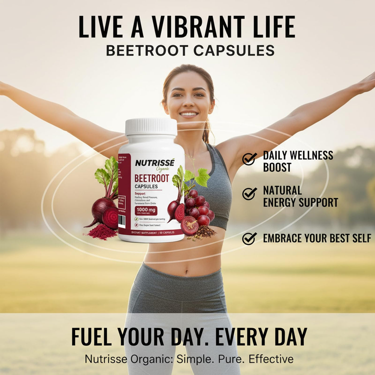 Détail de l'étiquette des capsules de betterave Nutrisse Organic