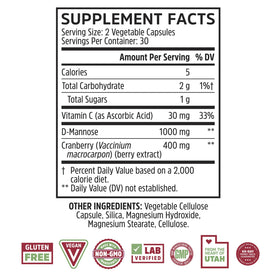 Détail de l'étiquette des capsules de cranberry ZHOU