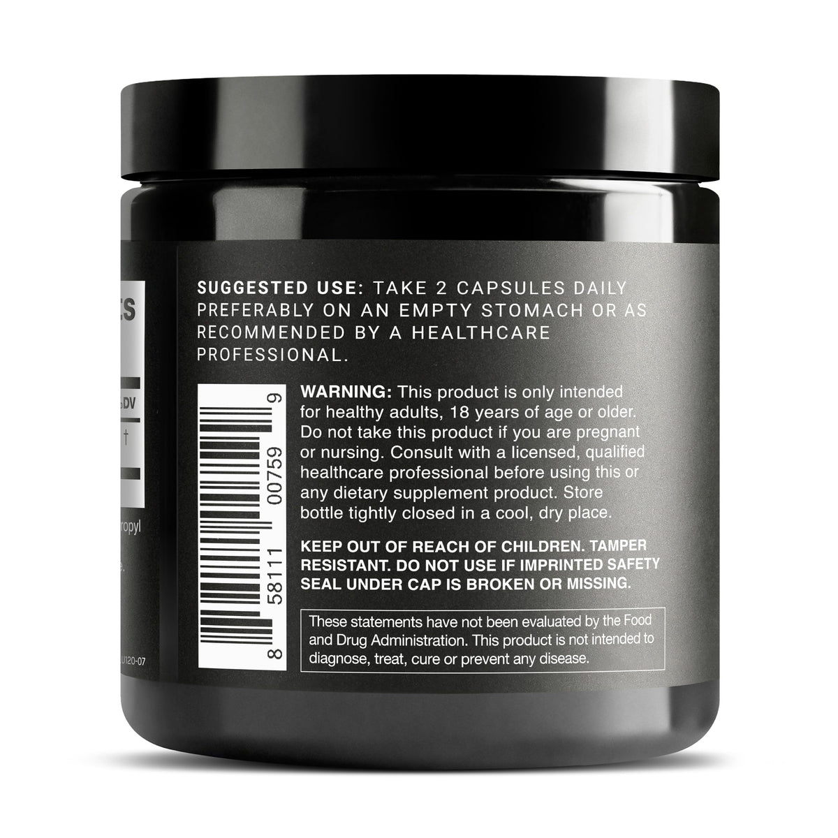 Détail de l'étiquette des capsules de glutathione Toniiq