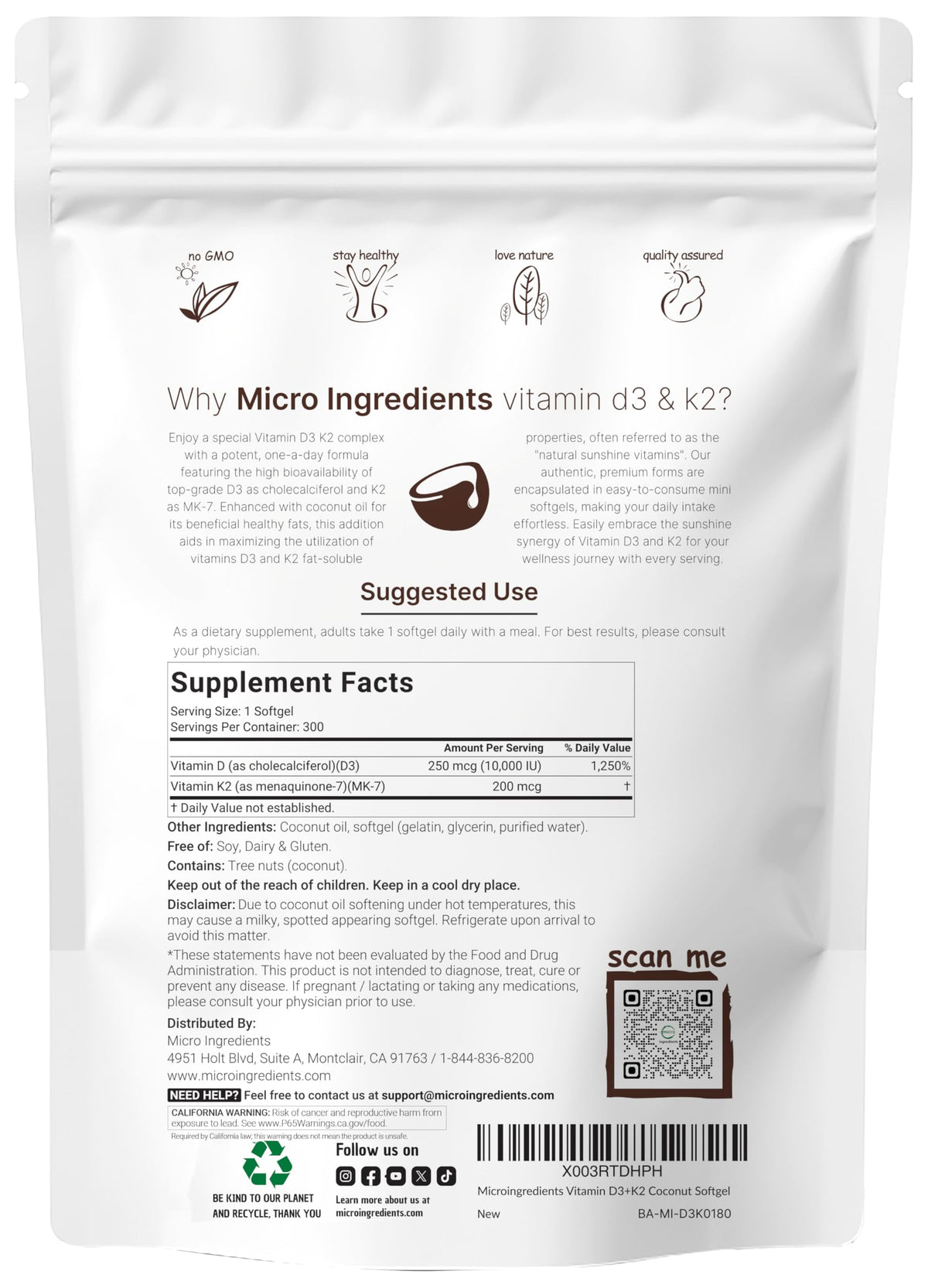 Détail de l'étiquette des gélules Micro Ingredients