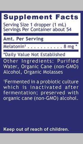 Détail de l'étiquette des gouttes de mélatonine Quantum Nutrition