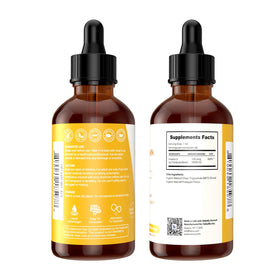 Détail de l'étiquette des gouttes de vitamine D Heivy