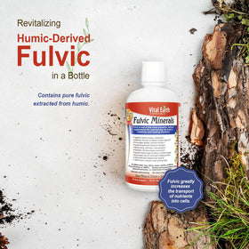 Détail de l'étiquette des minéraux fulviques Vital Earth