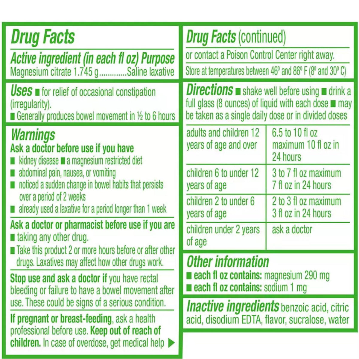 Détail de l'étiquette du Citrate de Magnésium MedRite 2159g