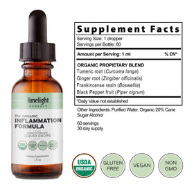 Détail de l'étiquette du complément Curcuma LIMELIGHT HERBALS